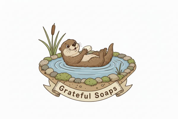 Grateful Soaps Logo - Otter Holding Soap